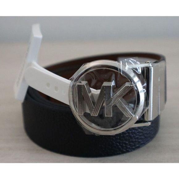 Michael Kors 556081C 001 Women Sz L Black/Brown Leather Twist Reversible Belt $6 - Picture 3 of 11